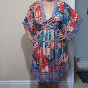 BCBG Silk Kimono Wrap Dress Size S